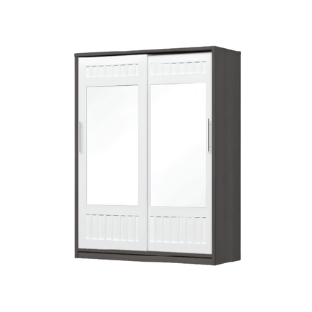 ตู้เสื้อผ้าบานเลื่อนกระจกเงา WISDOM DESIGN FURNITURE รุ่น W15SL 150 ซม. สีโอ๊ค/ขาว_1